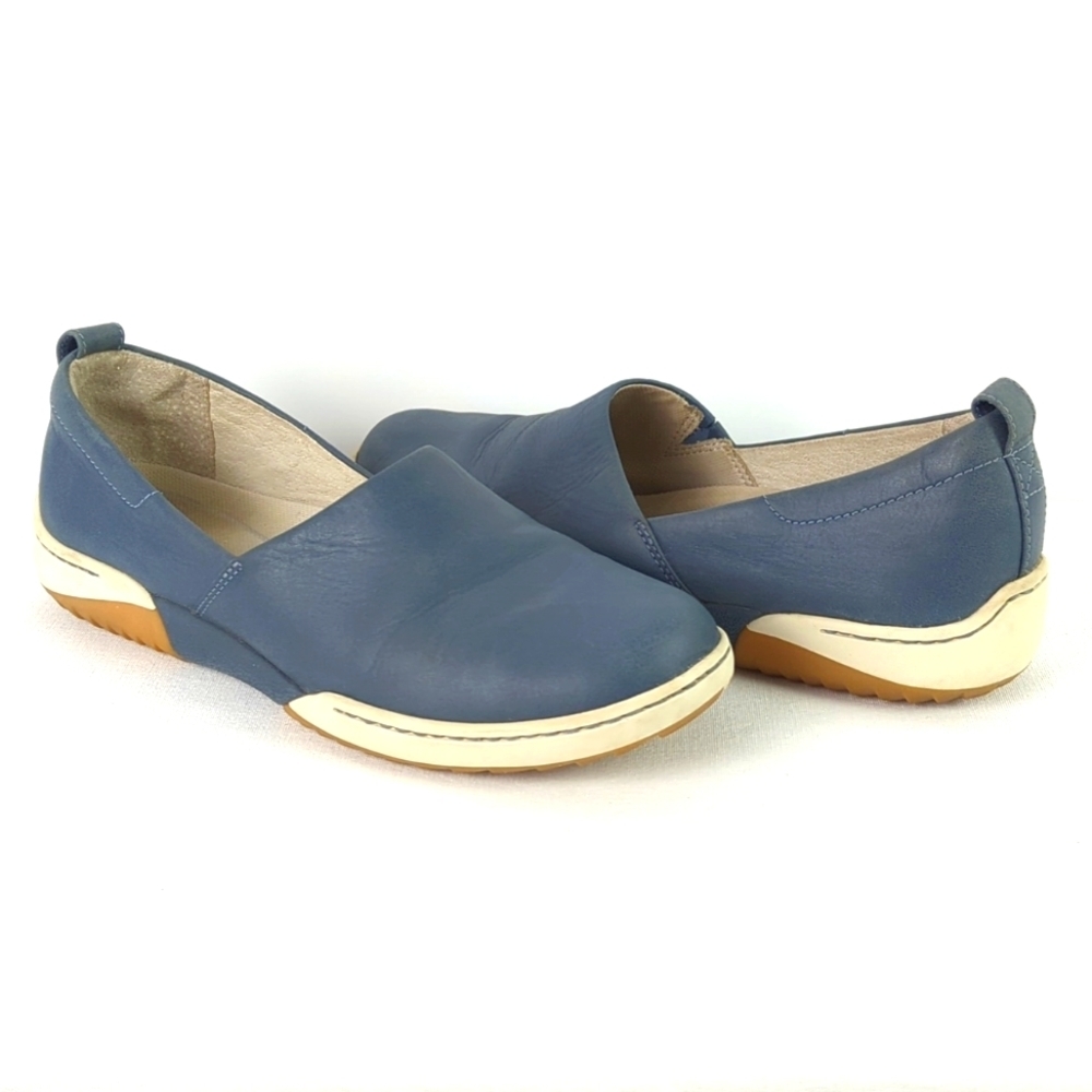 Dansko Blue Leather Slip On Shoes - Picture 1 of 11